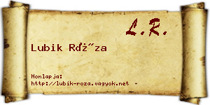 Lubik Róza névjegykártya